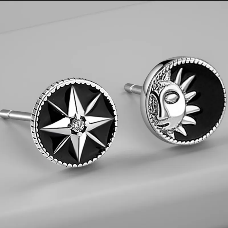 Ostantin S925 Silver Stud Earrings Men's-3