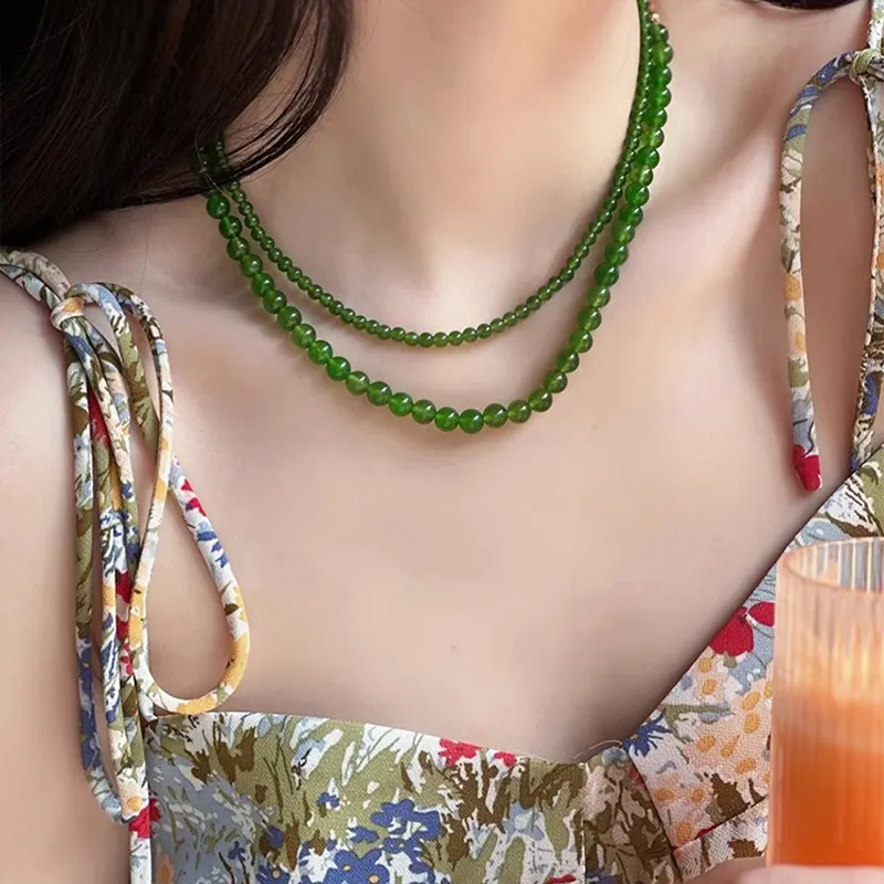 Ostantin Natural Chalcedony Jade Necklaces Women's-8