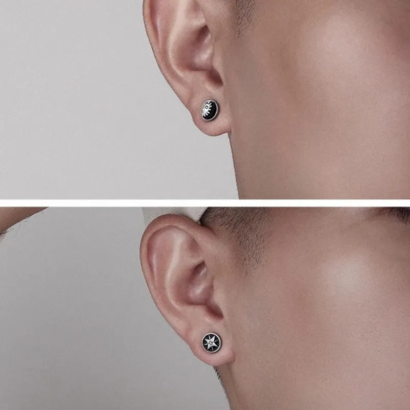 Ostantin S925 Silver Stud Earrings Men's-12