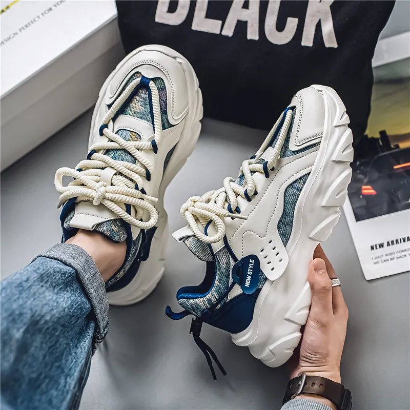 OFFER AITR Cushioning Slip Resistant Height Increasing Low Top Chunky Sneakers Men's-4