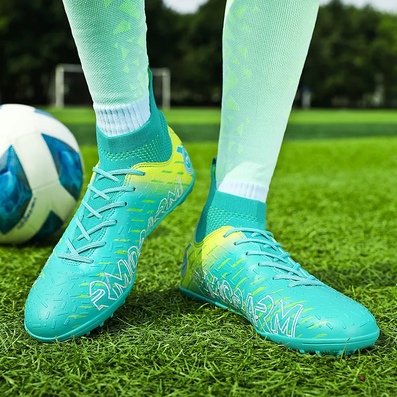 OFFER AITR Soccer Shoes Unisex High Top Black/White/Cyan-17
