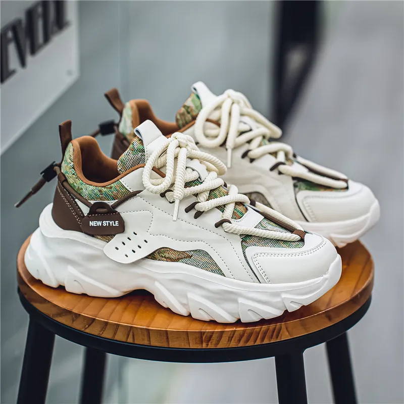 OFFER AITR Cushioning Slip Resistant Height Increasing Low Top Chunky Sneakers Men's-20