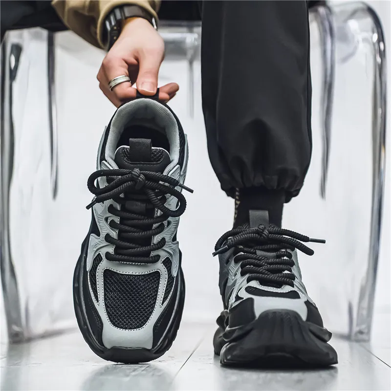 OFFER AITR Cushioning Slip Resistant Height Increasing Low Top Chunky Sneakers Men's-2