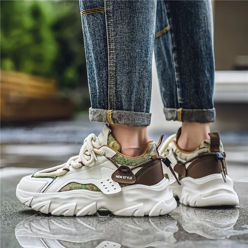 OFFER AITR Cushioning Slip Resistant Height Increasing Low Top Chunky Sneakers Men's-19