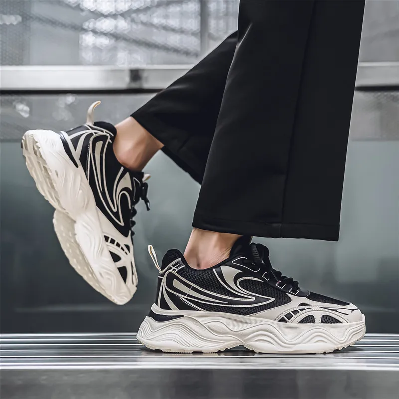 OFFER AITR Cushioning Slip Resistant Height Increasing Low Top Chunky Sneakers Men's-4