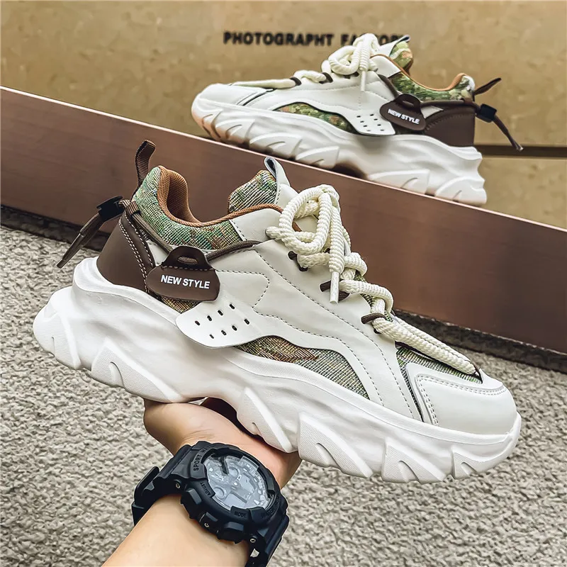 OFFER AITR Cushioning Slip Resistant Height Increasing Low Top Chunky Sneakers Men's-15