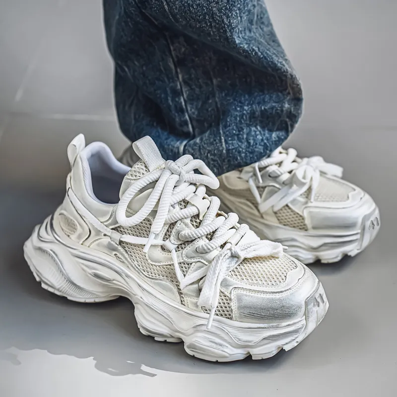 OFFER AITR Slip Resistant, Abrasion Resistant, Breathable Low Top Chunky Sneakers Men's-4