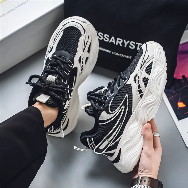 OFFER AITR Cushioning Slip Resistant Height Increasing Low Top Chunky Sneakers Men's-2