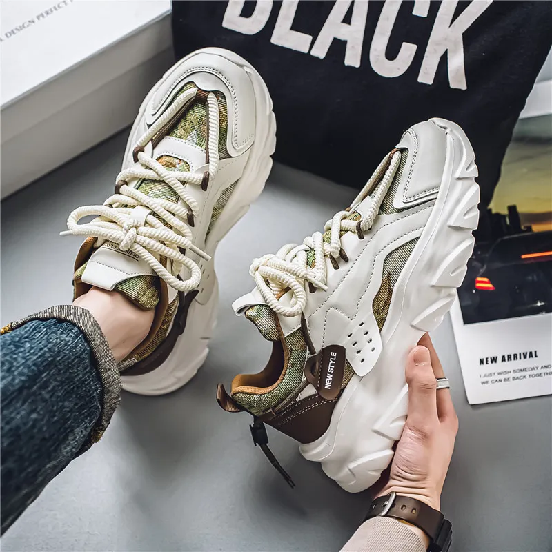 OFFER AITR Cushioning Slip Resistant Height Increasing Low Top Chunky Sneakers Men's-16