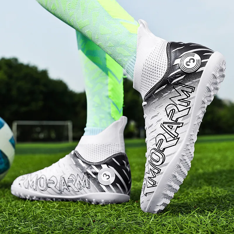OFFER AITR Soccer Shoes Unisex High Top Black/White/Cyan-11
