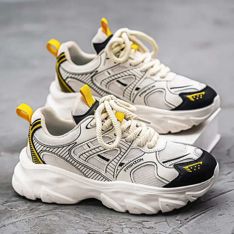 OFFER AITR Cushioning Slip Resistant Height Increasing Low Top Chunky Sneakers Men's-17