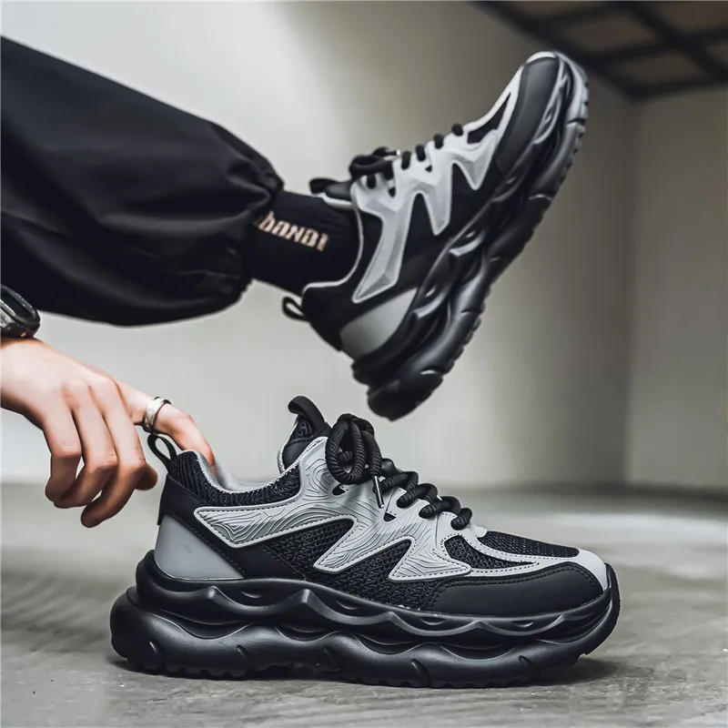 OFFER AITR Cushioning Slip Resistant Height Increasing Low Top Chunky Sneakers Men's-3