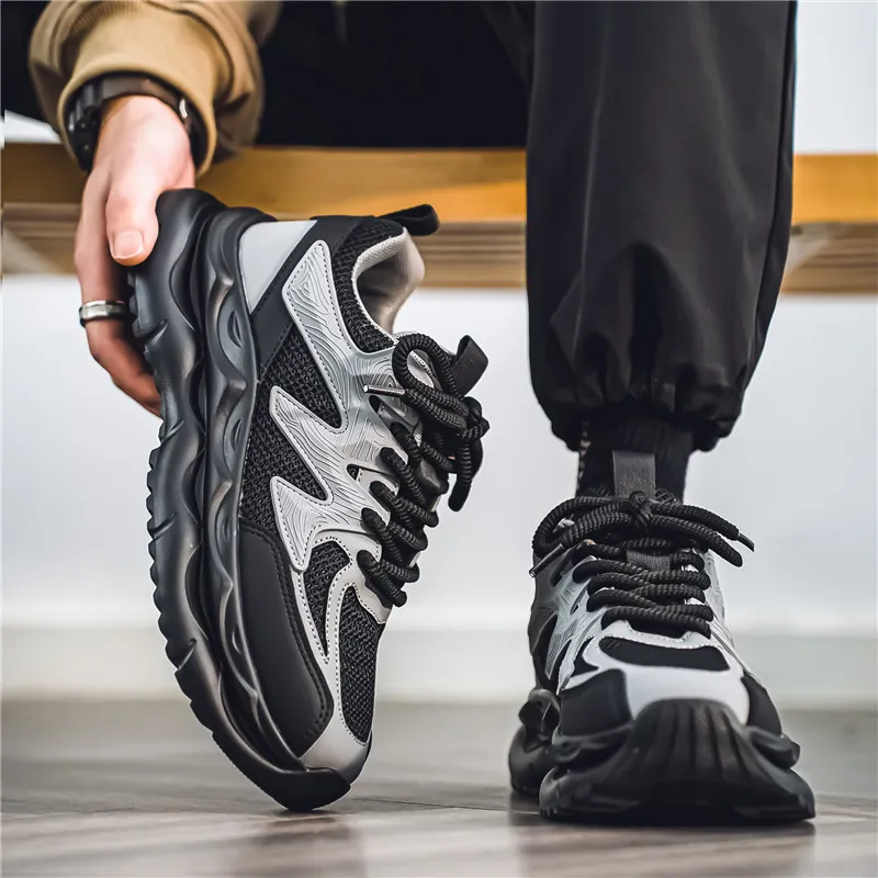 OFFER AITR Cushioning Slip Resistant Height Increasing Low Top Chunky Sneakers Men's-4