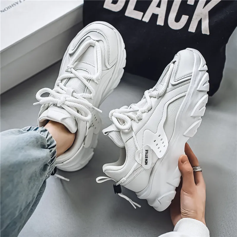 OFFER AITR Cushioning Slip Resistant Height Increasing Low Top Chunky Sneakers Men's-23