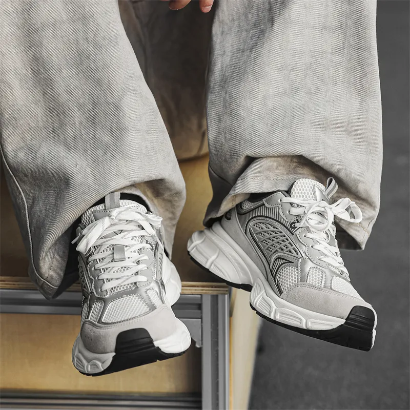 OFFER AITR Slip Resistant, Abrasion Resistant, Breathable Low Top Chunky Sneakers Men's-3