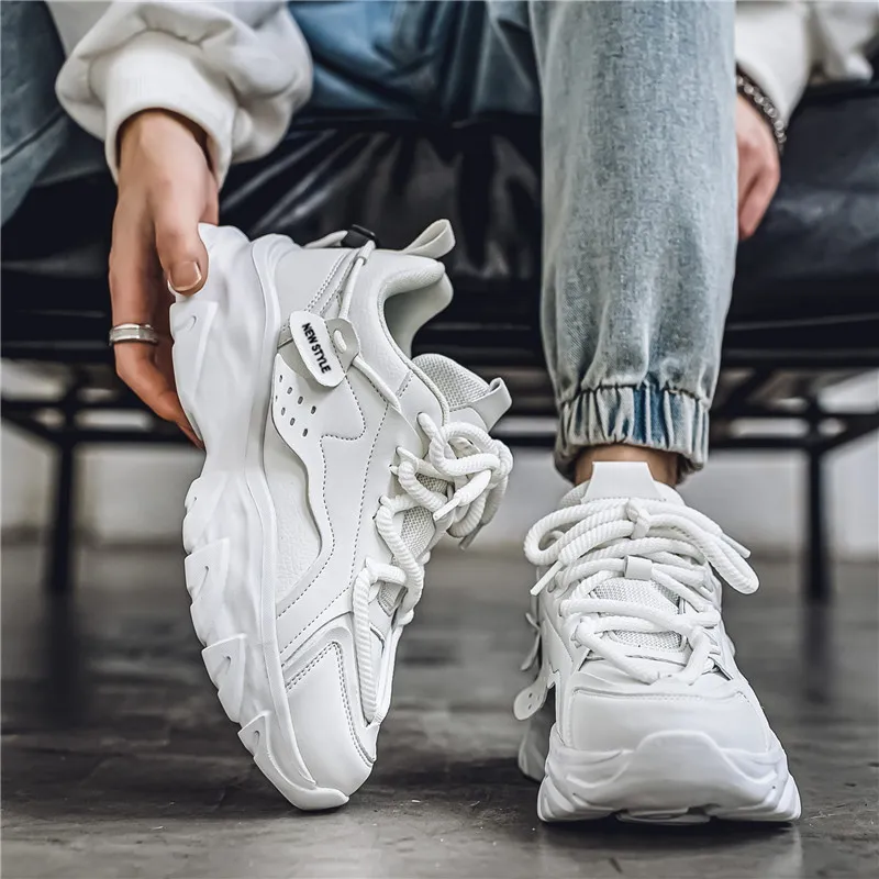 OFFER AITR Cushioning Slip Resistant Height Increasing Low Top Chunky Sneakers Men's-22
