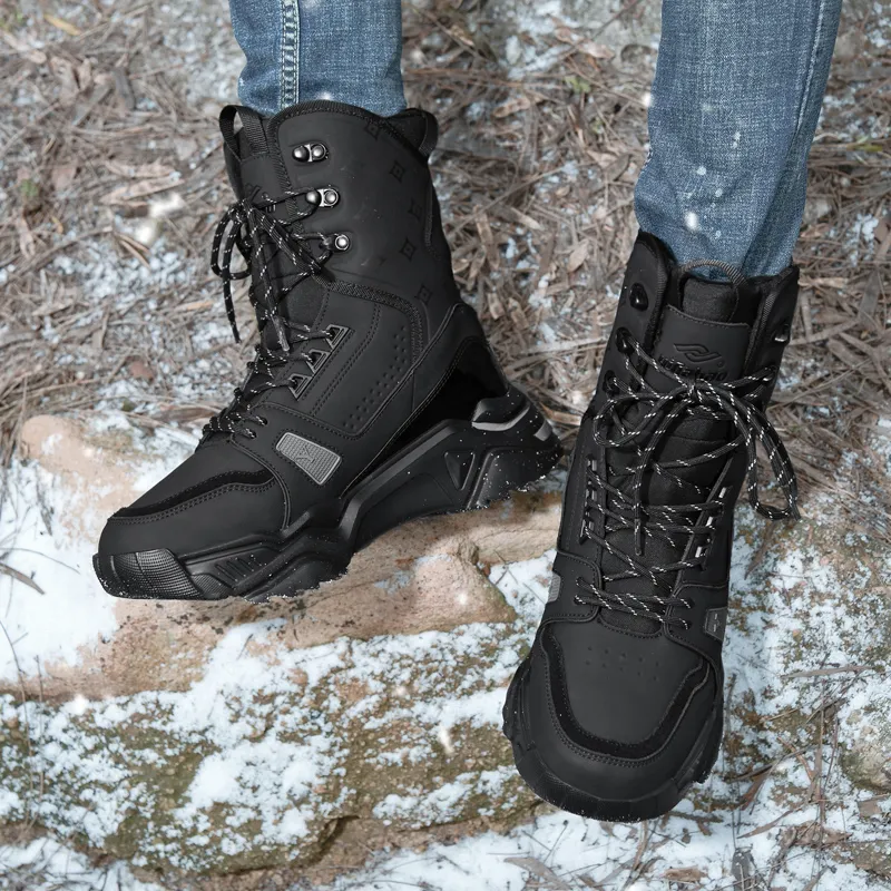 Yi Jiabao Height Enhancing Water Resistant Wear Resistant Crew Outdoor Boots Men's Black-10