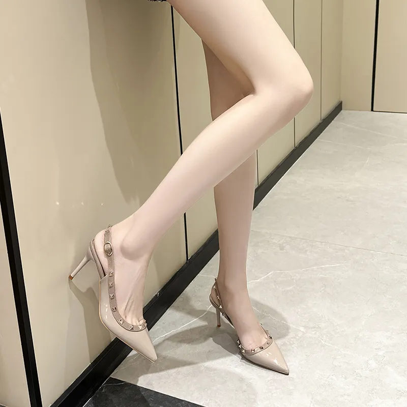 WECKER Slim Heel High Heels Women's Nude Gray-4