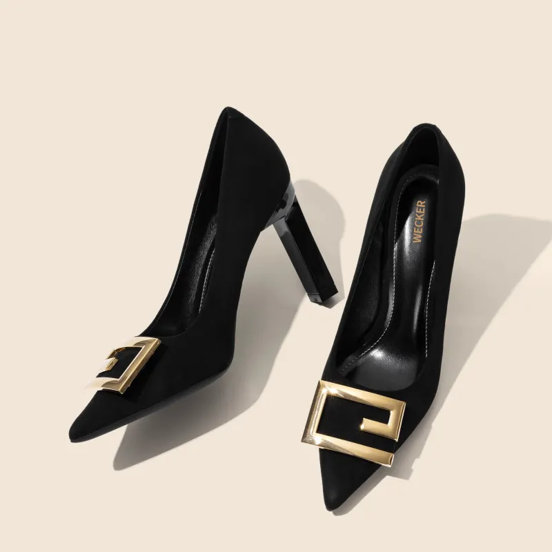 WECKER Chunky Heel High Heels Women's Black-1