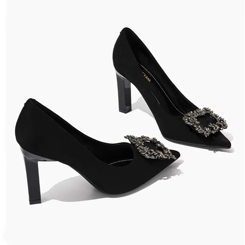 WECKER Chunky Heel High Heels Women's Black-3