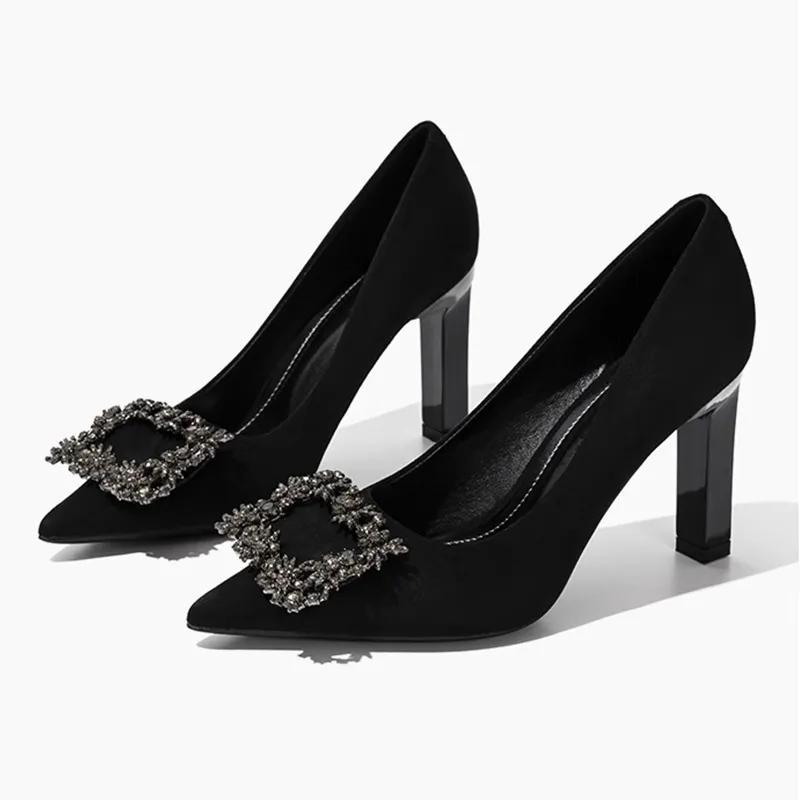 WECKER Chunky Heel High Heels Women's Black-1
