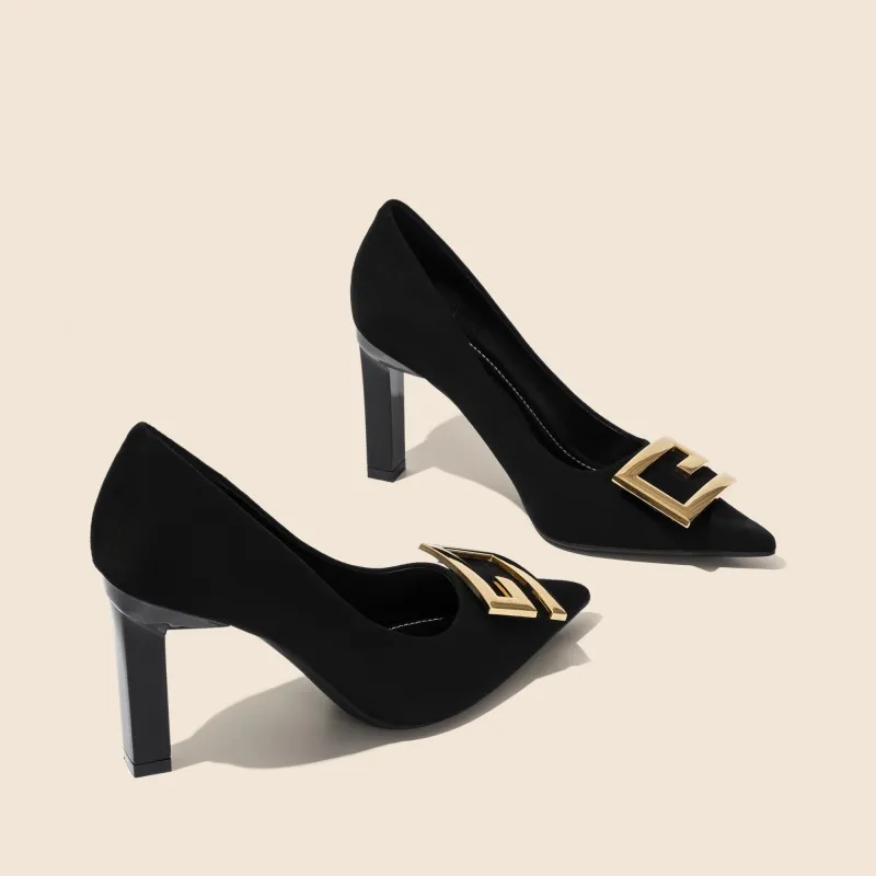 WECKER Chunky Heel High Heels Women's Black-3