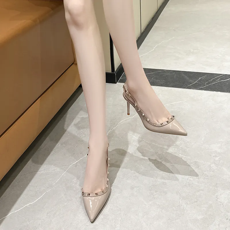 WECKER Slim Heel High Heels Women's Nude Gray-9