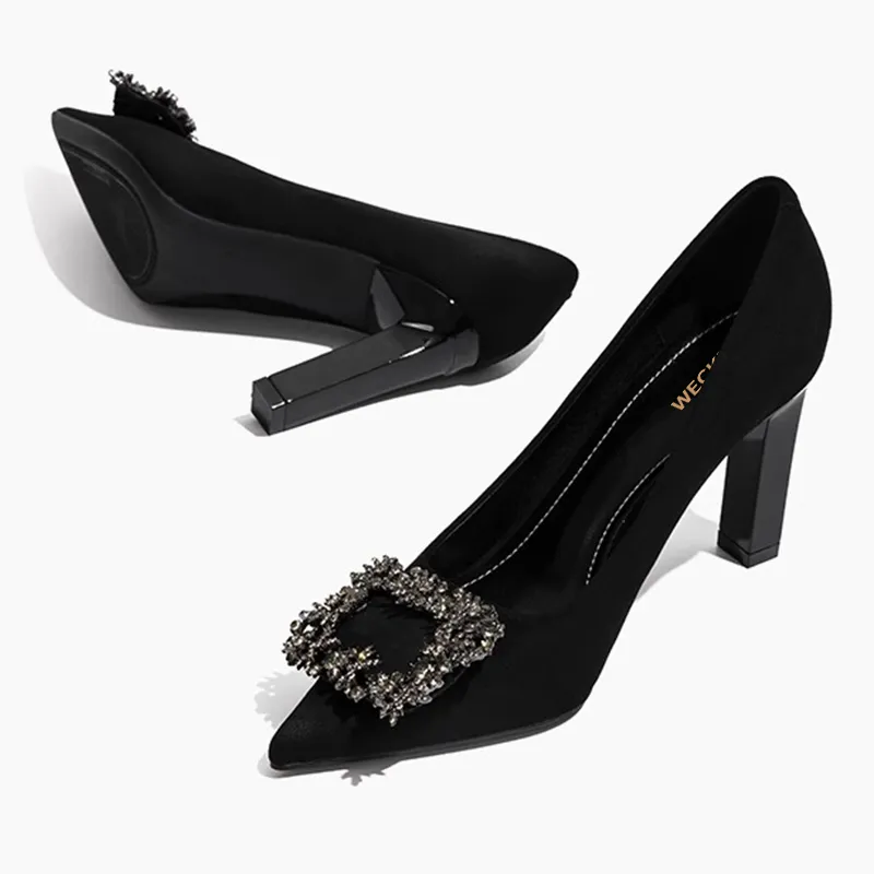 WECKER Chunky Heel High Heels Women's Black-2