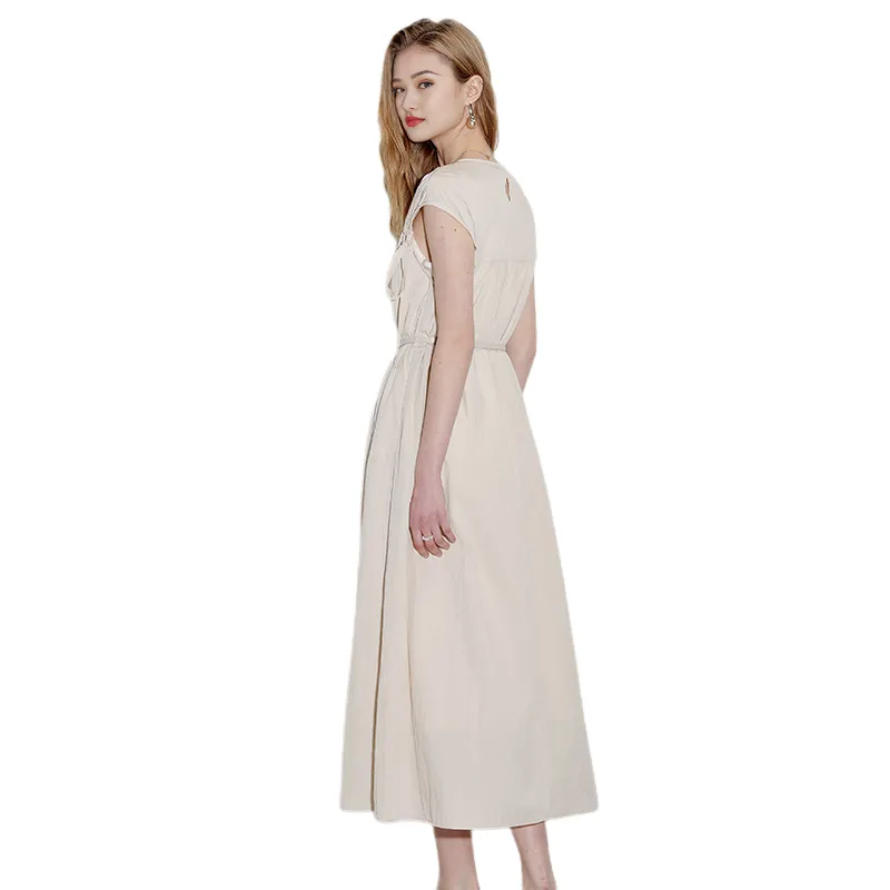 Ancient Alley Sleeveless Dress Women's Beige Apricot-5