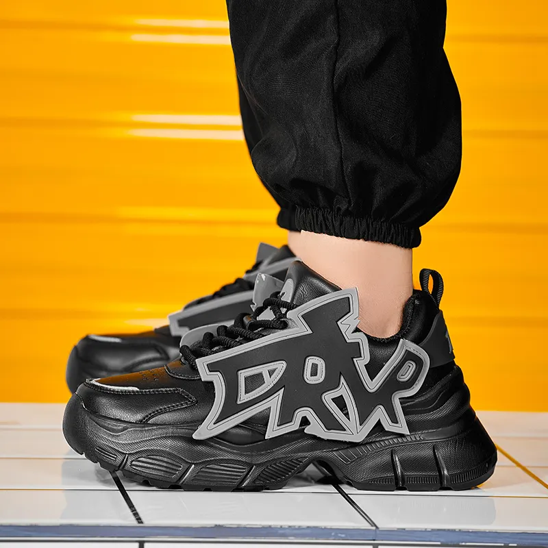 MOISE KEAN Height Increasing Wear-Resistant Slip-Resistant Low-Top Chunky Sneakers Men's-21