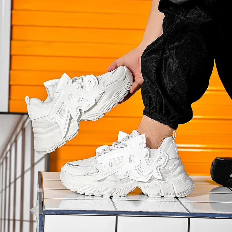MOISE KEAN Height Increasing Wear-Resistant Slip-Resistant Low-Top Chunky Sneakers Men's-4