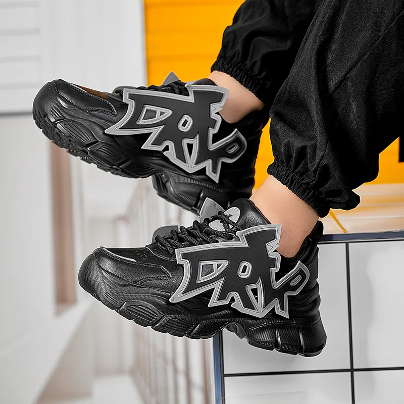 MOISE KEAN Height Increasing Wear-Resistant Slip-Resistant Low-Top Chunky Sneakers Men's-19