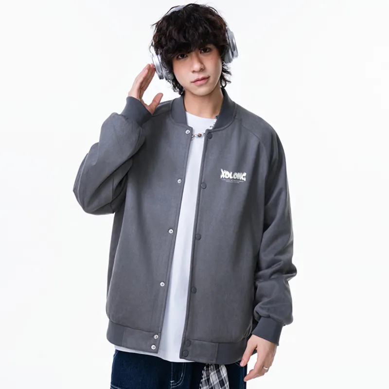 XIDELONG Jackets Coats Unisex Gray-3