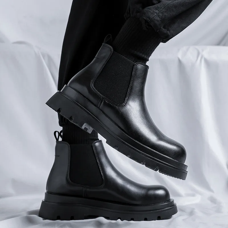 ZUWUDONG Short Chelsea Boots Men's Black-8