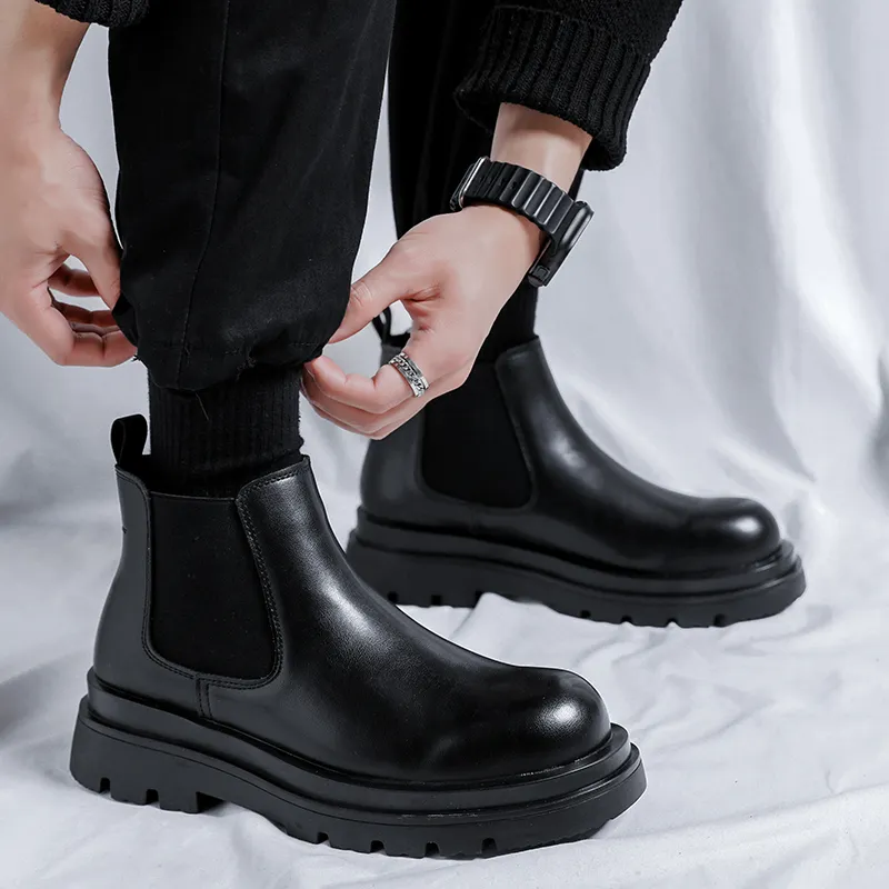 ZUWUDONG Short Chelsea Boots Men's Black-9