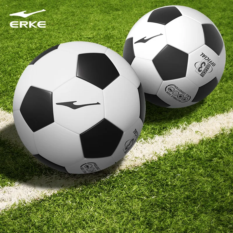 Erke Size 3, Size 4, Size 5 Machine Stitched Soccer Ball TPU Unisex Black White-1