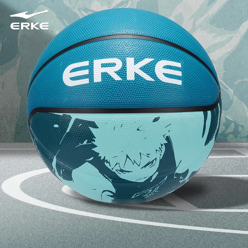 Erke Comic Collection Rubber Basketball Misty Rain Blue Size 5/7 Street Training Unisex-1