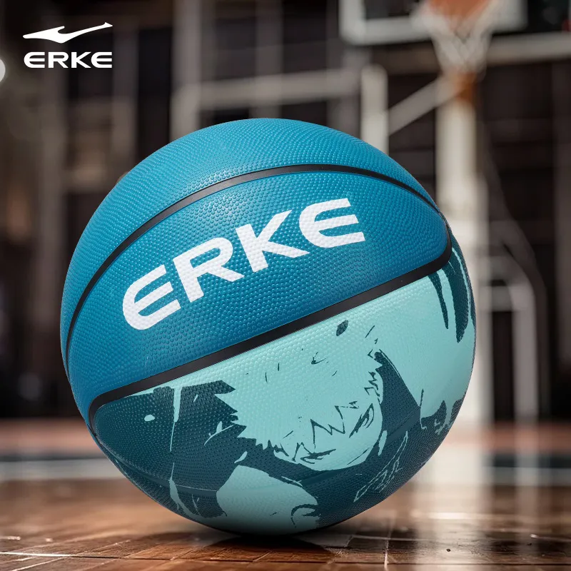 Erke Comic Collection Rubber Basketball Misty Rain Blue Size 5/7 Street Training Unisex-3