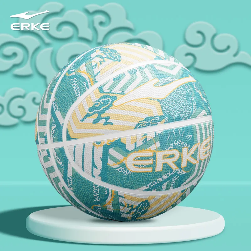 Erke RKLQ23267 Rubber Basketball Vast Sea Blue Size 7 Ball Training Unisex-1