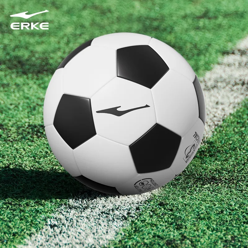Erke Size 3, Size 4, Size 5 Machine Stitched Soccer Ball TPU Unisex Black White-6