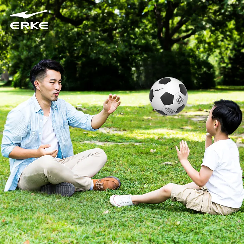Erke Size 3, Size 4, Size 5 Machine Stitched Soccer Ball TPU Unisex Black White-5