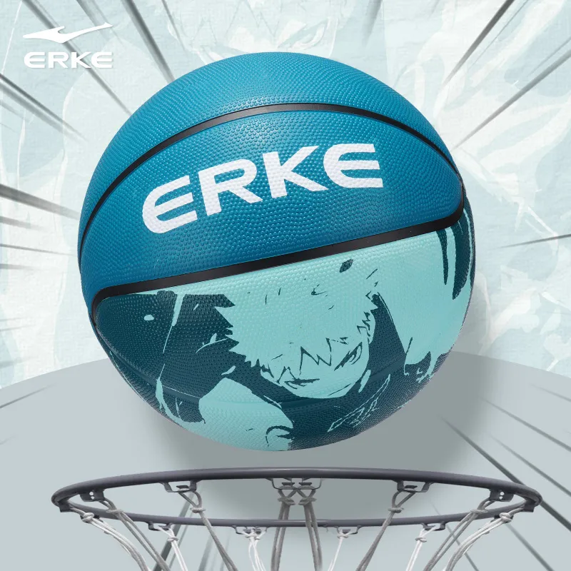 Erke Comic Collection Rubber Basketball Misty Rain Blue Size 5/7 Street Training Unisex-2