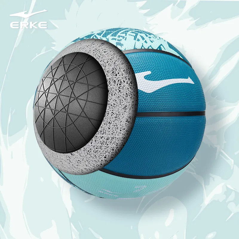 Erke Comic Collection Rubber Basketball Misty Rain Blue Size 5/7 Street Training Unisex-5