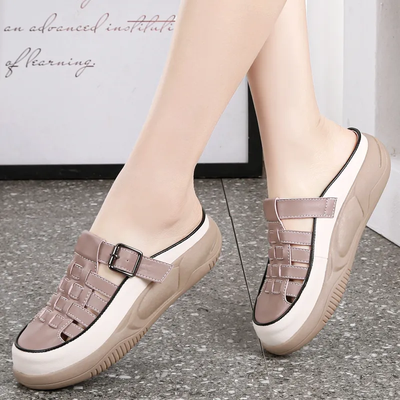 Reivanti Rubber Sole Slip Resistant Abrasion Resistant Wrap toe Slippers Women's Rice Light Purple-3