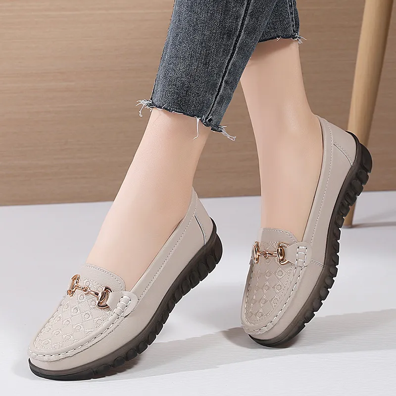 Reivantix Gommino Loafers Women's Gray/Beige/Black-7