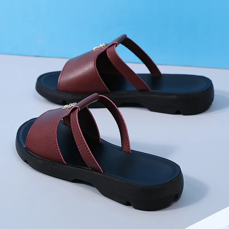 Reivanti PU Polyurethane Slip Resistant Slide Slippers Women's Burgundy-2