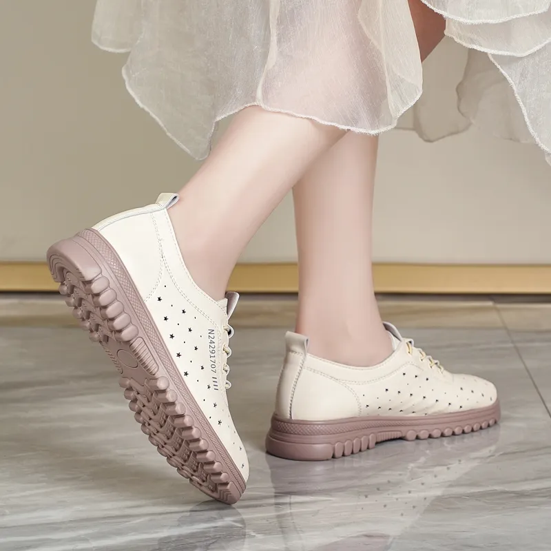 Reivanti Breathable Low Top Casual Shoes Women's Beige-3
