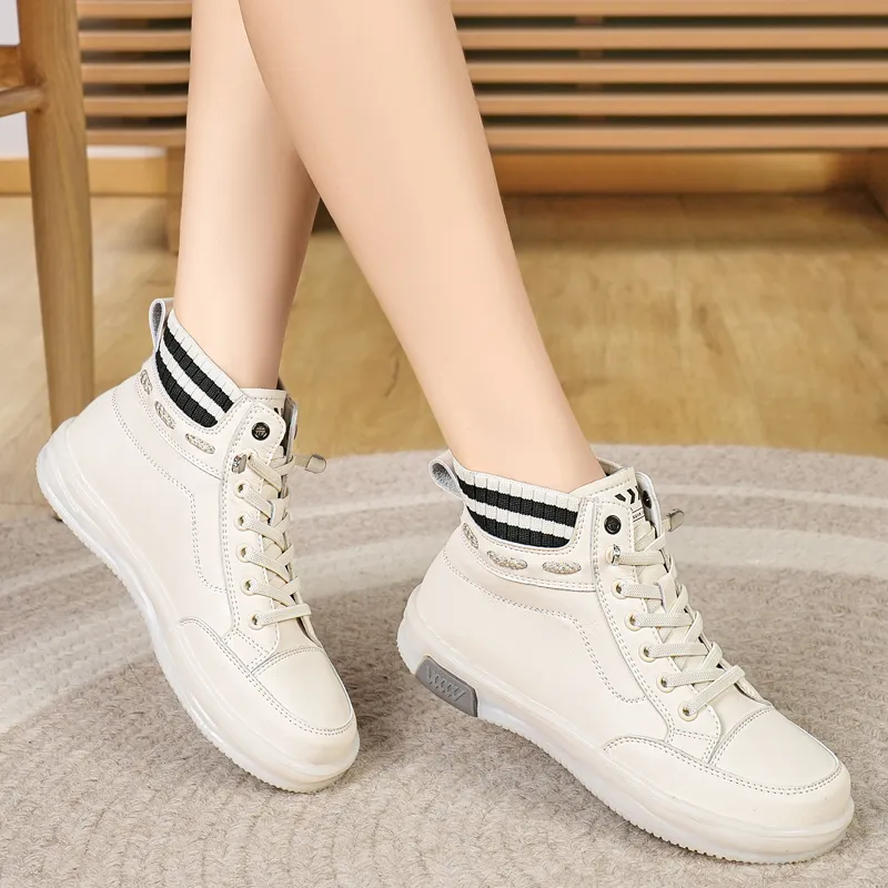 Reivanti High Top Casual Shoes Women's Beige Black-1