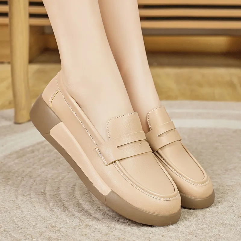 Reivanti Loafers 3cm Women's Cameo Brown-2