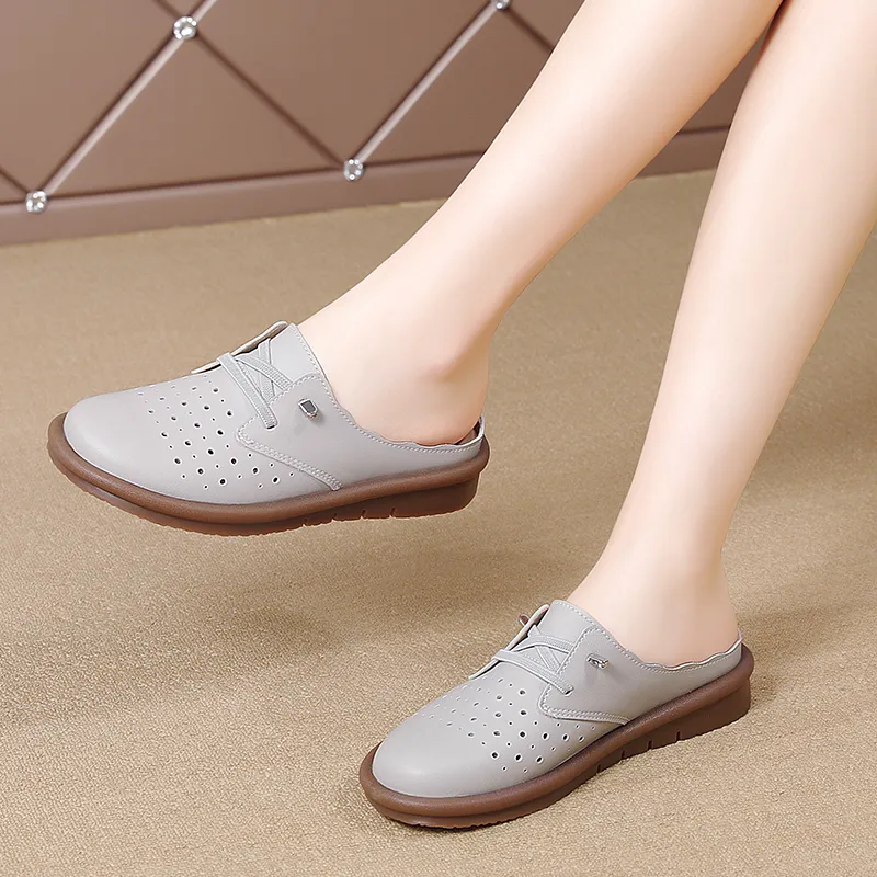 Reivanti Slip Resistant Wrap toe Slippers Women's Gray-5